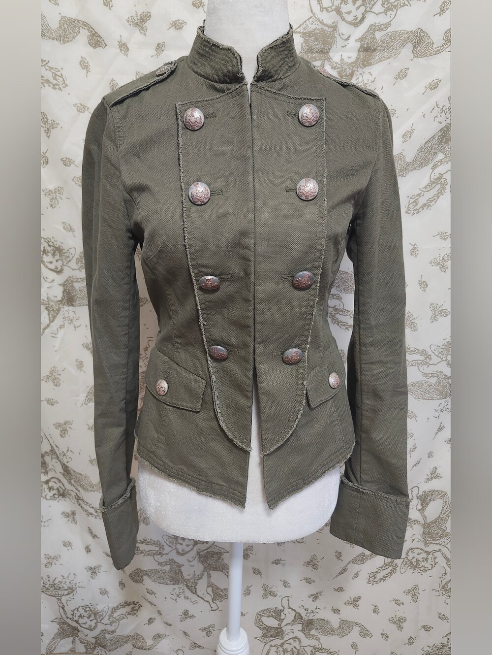 Vintage Banana Republic Heritage Military  Olive Green Band Blazer Jacket Sz 0